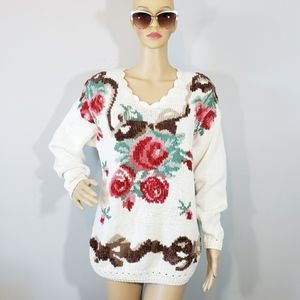 LIKE NEW! Cristina Embroidered Ramie Sweater